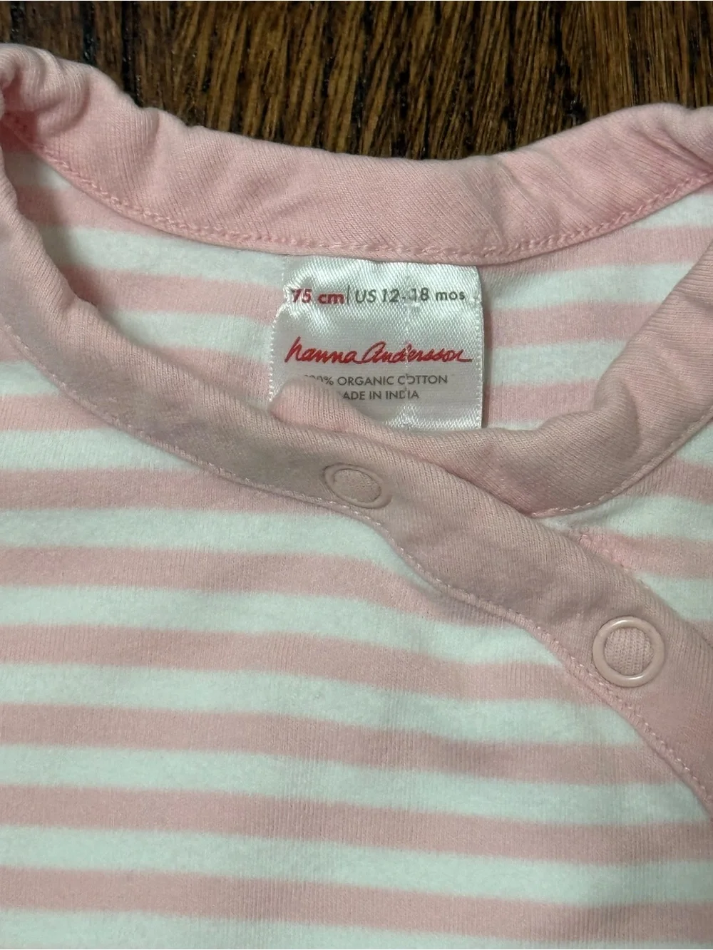 Girls Hanna Andersson Stretch Sleeper Pink White Stripes 12/18 Months